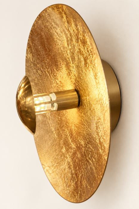 Aplică de perete W 2625 aurie, disc rotund texturat Ø 30 cm, vedere frontală [3]
