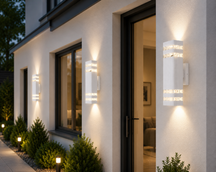 Aplica Exterior 2128 Alb/Negru cu Iluminare Decorativă Sus-Jos [3]