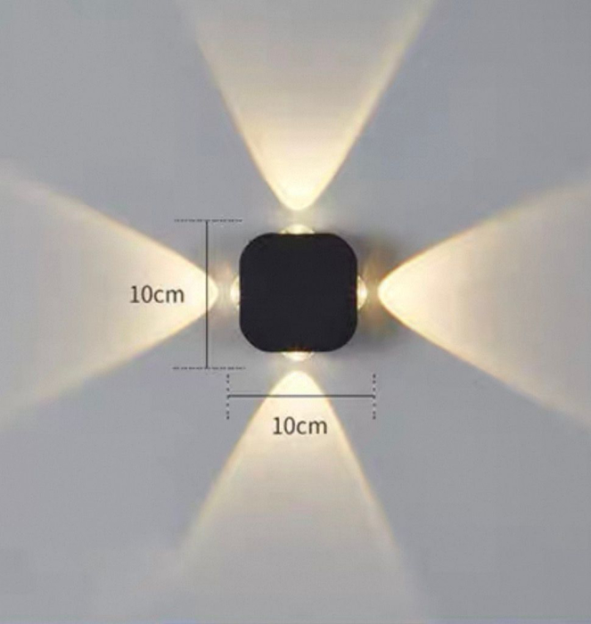Aplică Exterior LED 612986 Neagră IP65 Aluminiu 16W 6000K 10x10 cm [3]
