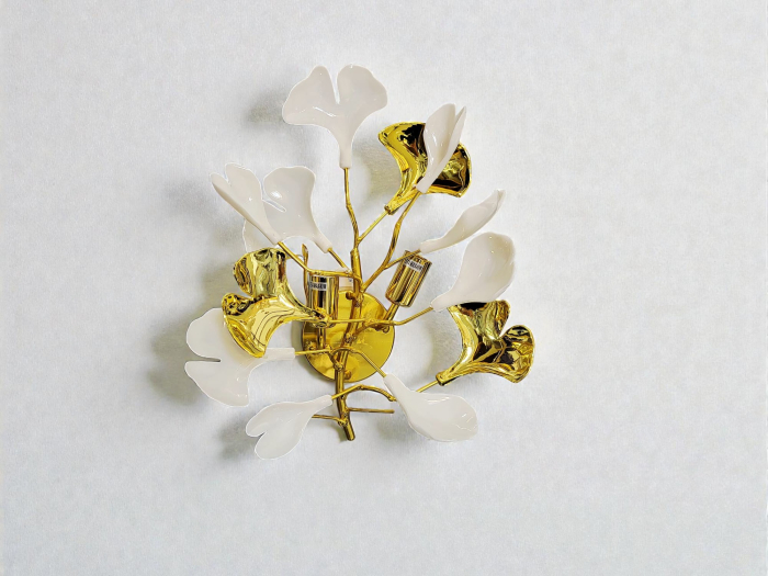 Aplica modernă 9080/2, 2 becuri E14, metal auriu și plastic alb, 35×30 cm [2]