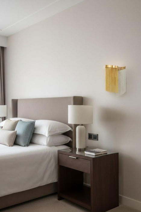 Aplica perete 2306/280, metal și sticlă auriu, design elegant cu decor din sticlă, 2 becuri E14 [2]