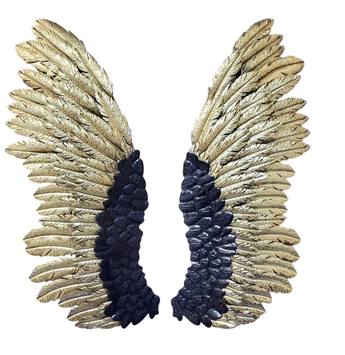 Aripi Decorative de Perete 16448, Metal Auriu-Negru, Design Aripi de Înger, 116 cm [2]