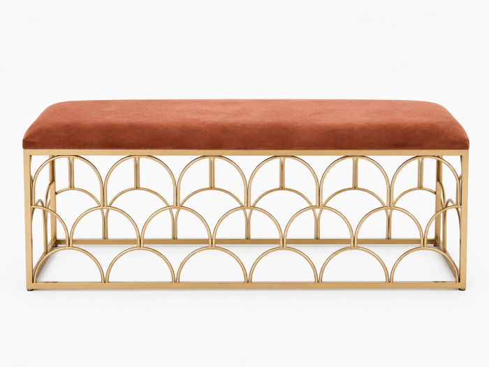 Banchetă ZW025-100 Catifea Maro și Metal Auriu Design Elegant Modern [3]