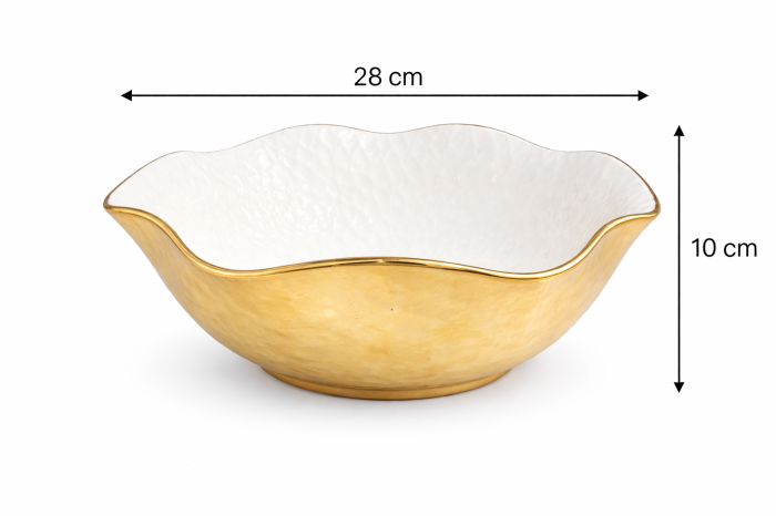 Bol ceramic alb interior auriu exterior 28 cm model 1224-8 [2]