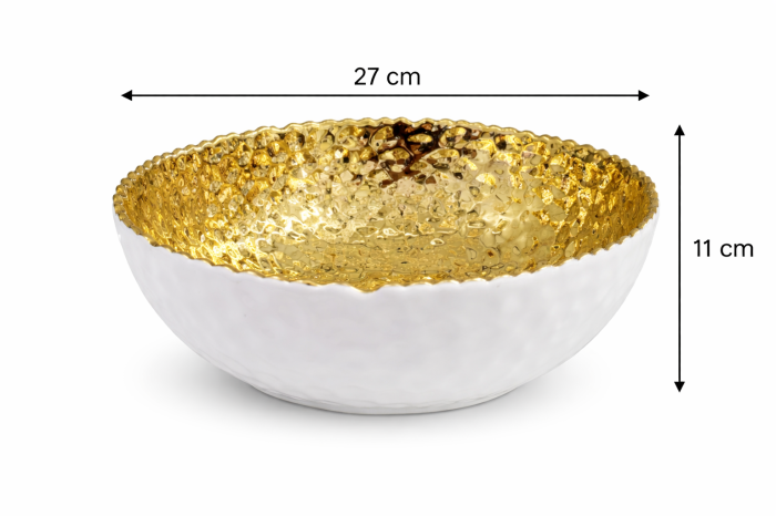 Bol decorativ ceramic alb interior auriu 27 cm model 957-27 [2]
