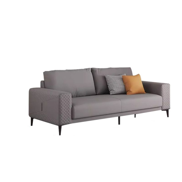 Canapea 2306 piele ecologică gri, design modern cu cotiere matlasate, 220 cm [3]