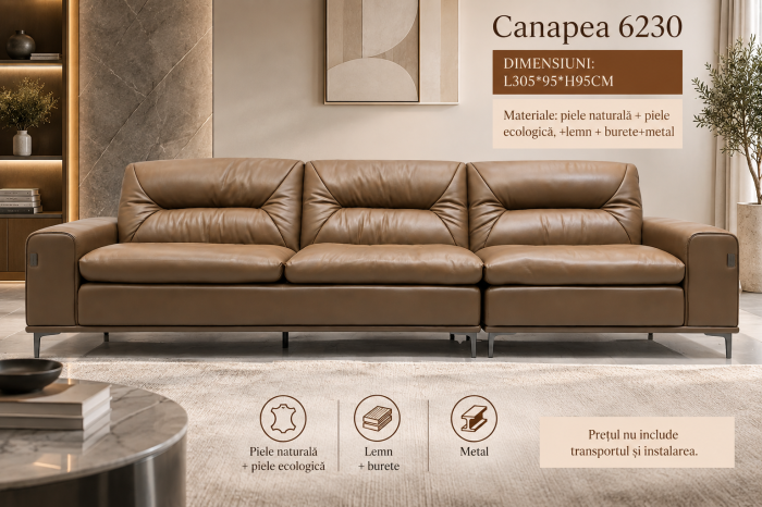 Canapea 6230 din piele naturală și ecologică, lungime 305 cm, design modern [4]