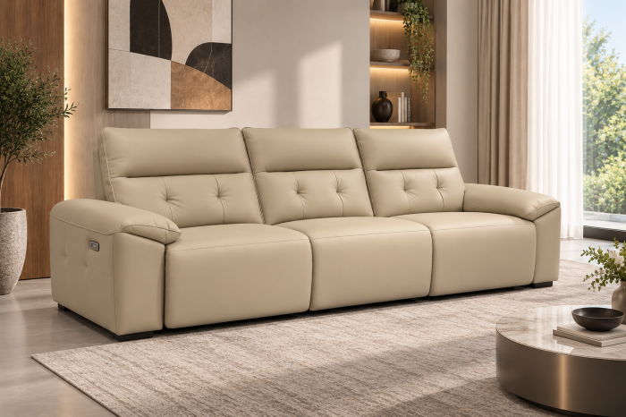 Canapea 6232 bej din piele naturală și ecologică, 292 cm, design modern [3]