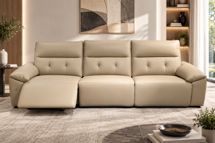 Canapea 6232 bej din piele naturală și ecologică, 292 cm, design modern [2]