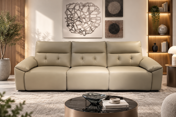 Canapea 6232 bej din piele naturală și ecologică, 292 cm, design modern [4]
