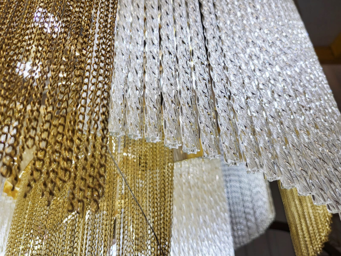 Candelabru 2306/650x850 metal auriu și sticlă transparentă, design spirală, 85x65 cm [2]