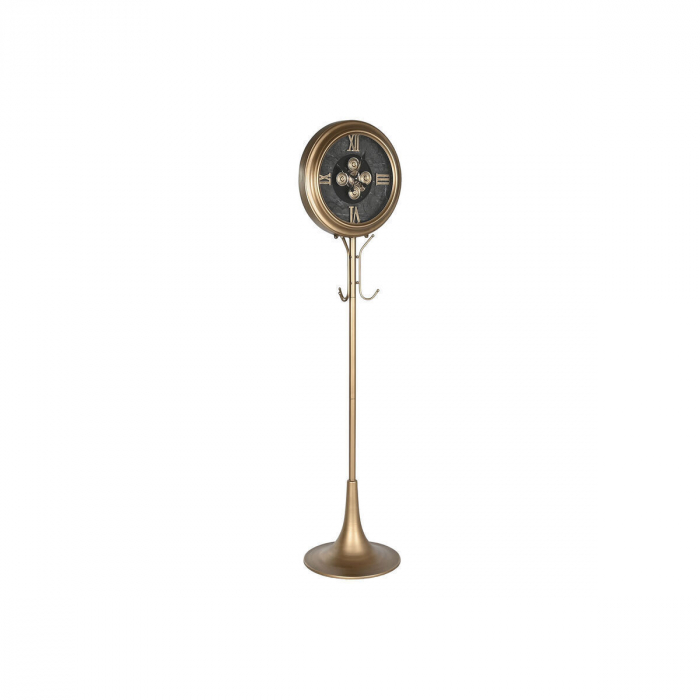 Ceas de podea E48, metal auriu, H175 cm, cadran negru 44 cm, suport haine [2]