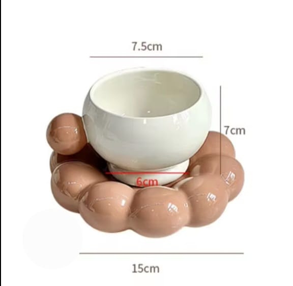 Ceașcă din ceramică cu suport, model AYBSL 22-133 – design cu bule, perfectă pentru cafea sau ceai [5]