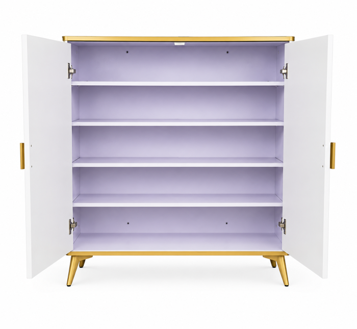 Comodă modernă 112 MDF alb cu blat compozit marmură, model circular 3D, 80 cm [3]