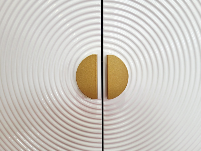 Comodă modernă 112 MDF alb cu blat compozit marmură, model circular 3D, 80 cm [3]