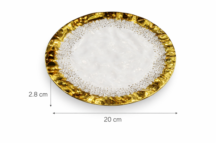 Farfurie albă cu margine aurie texturată Ø20 cm model 1224-14 [3]