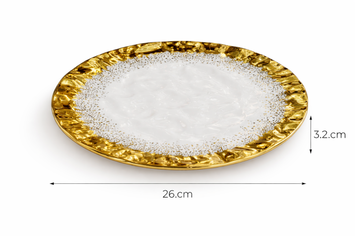 Farfurie albă cu margine aurie texturată Ø26 cm model 1224-15 [3]