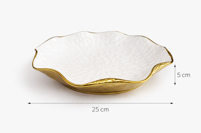 Farfurie adâncă albă cu margine aurie ondulată Ø25 cm model 1224-12 [2]