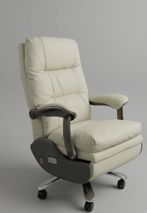 Fotoliu directorial ergonomic A 529 bej, piele ecologică, suport picioare retractabil și reglaj electric, 120 cm [4]