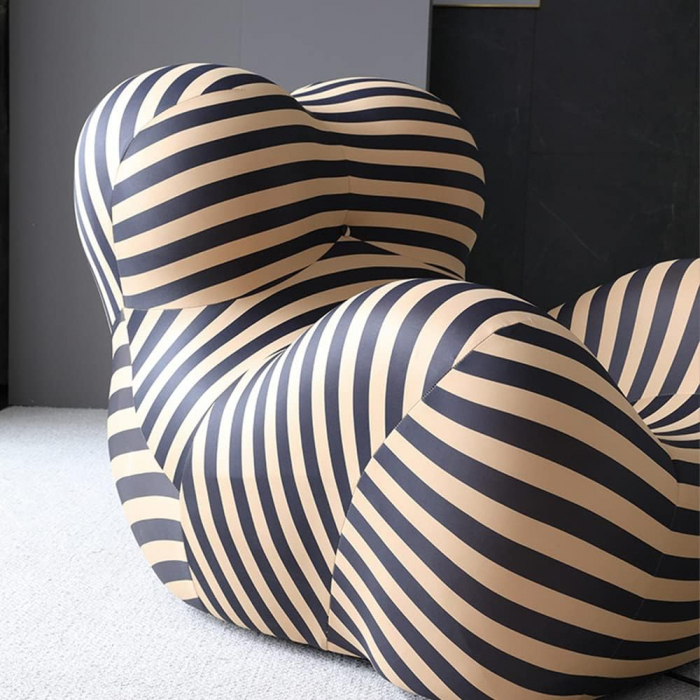 Fotoliu relaxare cu bilă asortată ZW073-032, burete și material textil fin, maro cu dungi negre [4]