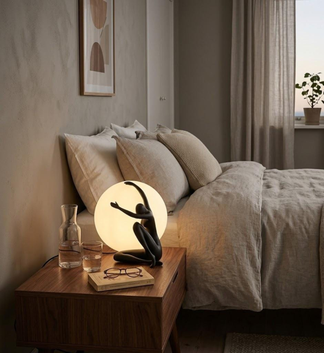 Lampă sculpturală T1256 BK neagră cu glob alb mat design siluetă [2]