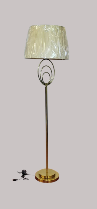 Lampadar 29015 metal auriu cu abajur textil crem, conic, H 155 cm [2]