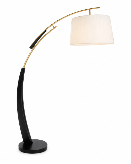 Lampadar 6551 – Metal Auriu & Negru, Abajur Crem – H 185 cm [2]
