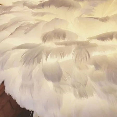 Lampadar FL19287 cu pene albe și trepied auriu, Ø40 cm, H160 cm [3]