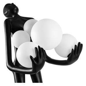 Lampadar sculptural F 9101 M, fibră de sticlă neagră, siluetă umană cu 6 globuri din sticlă albă, H 180 cm [4]
