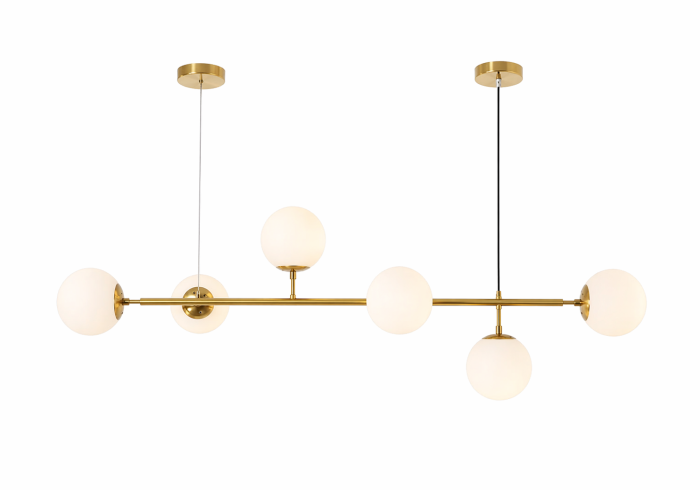 Lustră 2471/6D GD+WH – Metal Auriu cu 6 Surse E27 și Abajururi Albe, Reglabilă 120x120 cm [2]
