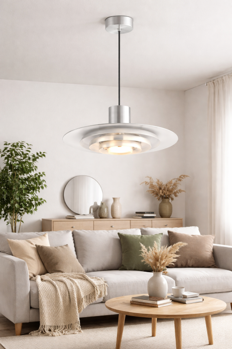 Lustră 2520 L aluminiu argintiu cu discuri suprapuse design modern 50 cm [5]
