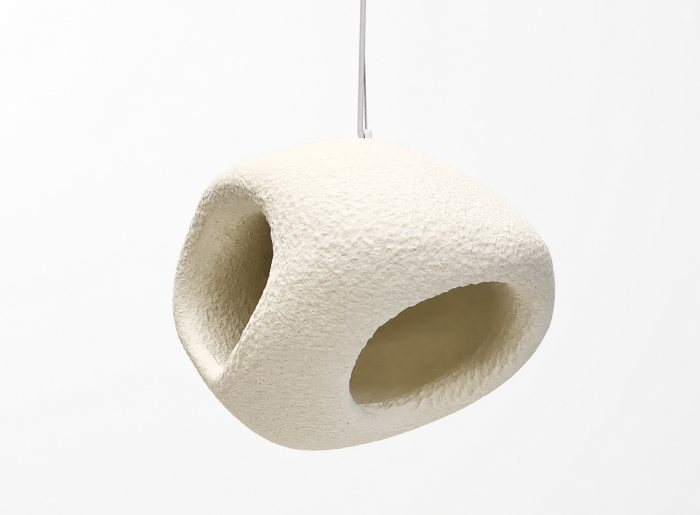 Lustră 2600/B albă din fibră cu textură granulată, design organic sculptural [3]