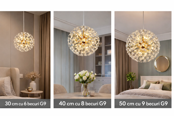 Lustră 2620 metal auriu cu sticlă, design radial, montaj living [2]