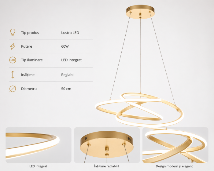 Lustra 4034/1H – LED 60W, design modern și simplu, diametru 50 cm, înălțime reglabilă  Descriere lungă pentru site [4]