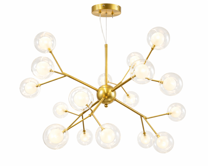 Lustra 5001/18 GD – 18 becuri G4, metal auriu + globuri din sticlă, design modern elegant, 60 cm diametru [2]