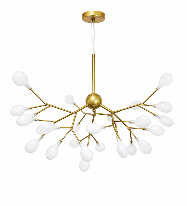 Lustra 5001/27 GD – 27 becuri G4, metal auriu + globuri albe din sticlă, design modern elegant [2]