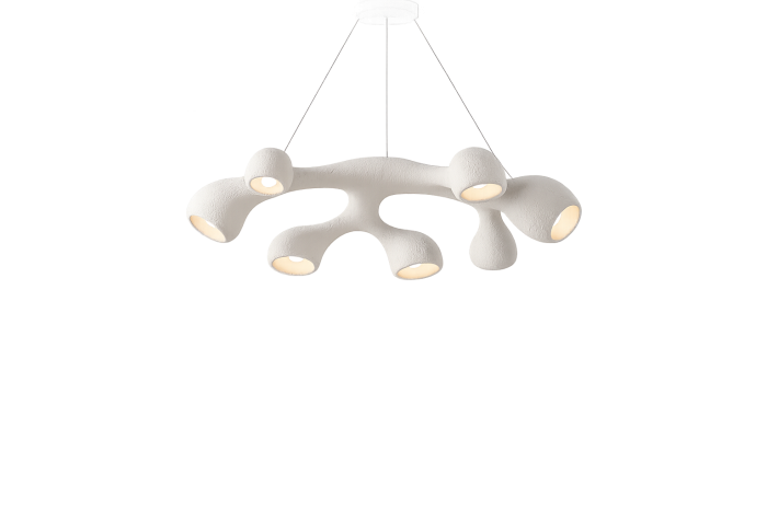 Lustră suspendată 6601/7 albă din fibră de sticlă mată cu 7 dulii E27 și design organic [2]