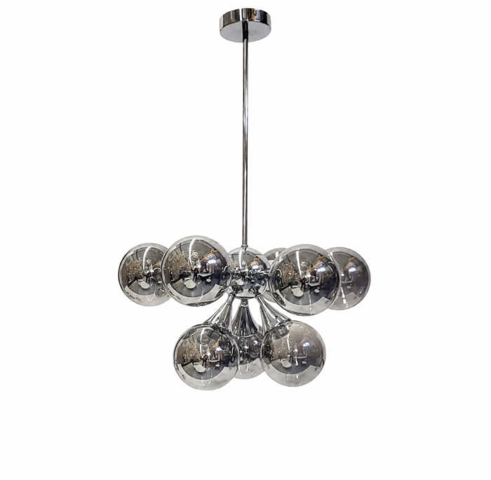 Lustră 8216/9 CH cu abajur fumuriu, 9 becuri E14, metal crom [2]