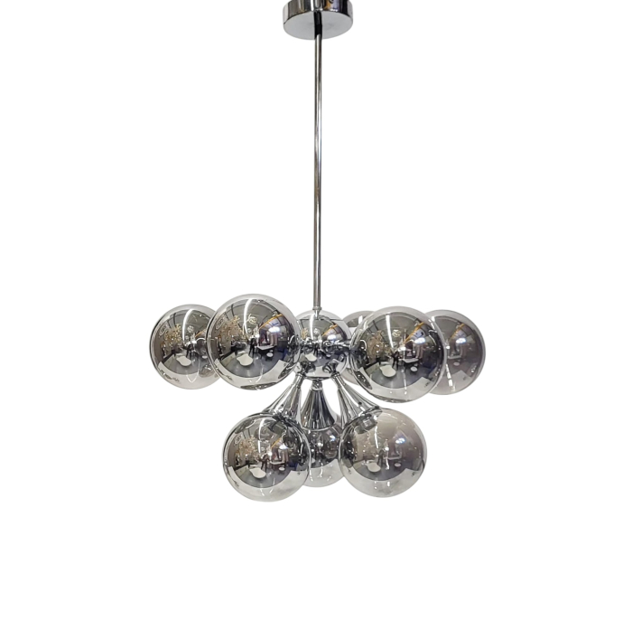 Lustră 8216/9 CH cu abajur fumuriu, 9 becuri E14, metal crom [2]