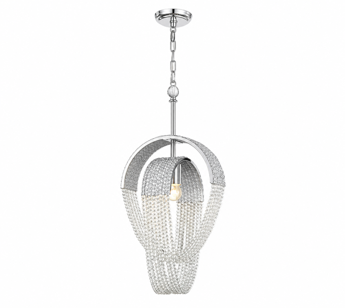 Lustra 9228/1 CH, metal și cristal, 1xE14, argintiu, reglabilă, 52x26x100 cm – birou, living, hotel [2]