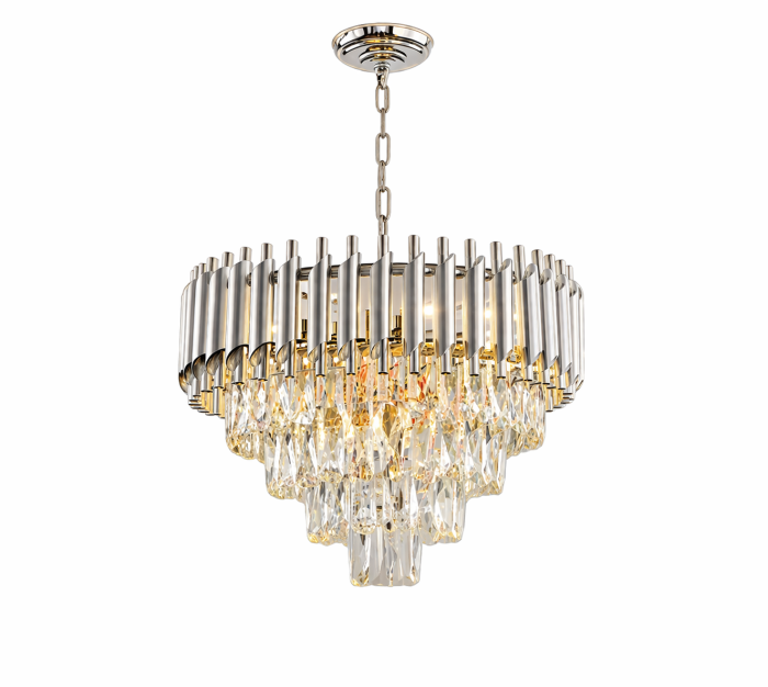 Lustra 98142/400 CH, metal argintiu și sticlă imitatie cristal, 6xE14, 40x30x90 cm, reglabilă – modern și elegant [2]