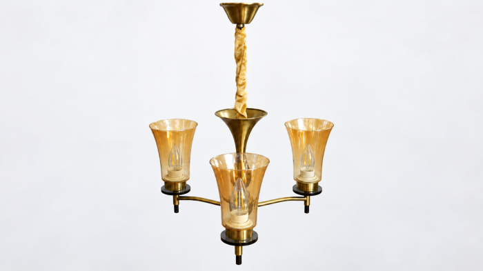 Lustră 23713 BK+GD cu abajururi din sticlă aurie transparentă – AAH Home [2]