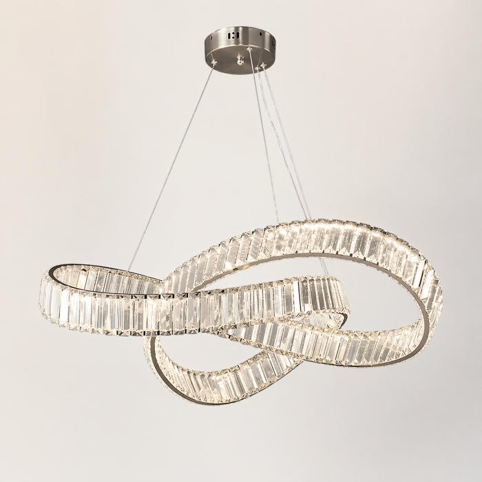 Lustra HJ2482/80 CH – LED 80W, candelabru modern minimalist, metal + cristal K9, telecomandă inclusă [2]