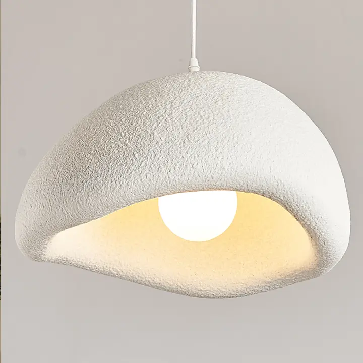 Lustra pendul 6602 alba rasina fibra sticla design sculptural 50 cm [2]