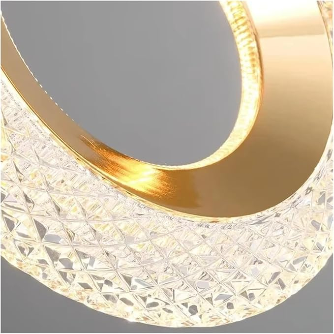 Lustră LED 210501/3+3 – 6 Cercuri Acrilice, 60W, 3 Tipuri de Lumină, Finisaj Auriu, Ø40cm [3]