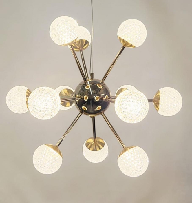 Lustră LED 222/12 auriu GD și crom CH cu globuri acrilice [2]