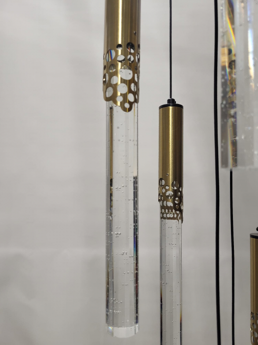 Lustră LED 5003/9 GD, 9 pendule sticlă, auriu, 30W, 3 tipuri lumină, înălțime reglabilă 170 cm [2]