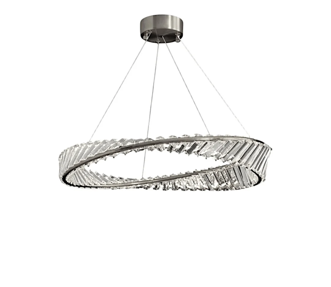 Lustră LED 6039/800 metal auriu/crom cu sticlă cristal, formă circulară elegantă, diametru 80 cm [2]