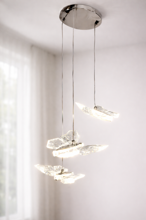Lustră modernă 1743/3 cu 3 pendule fluture acril, LED 24W, design elegant [5]