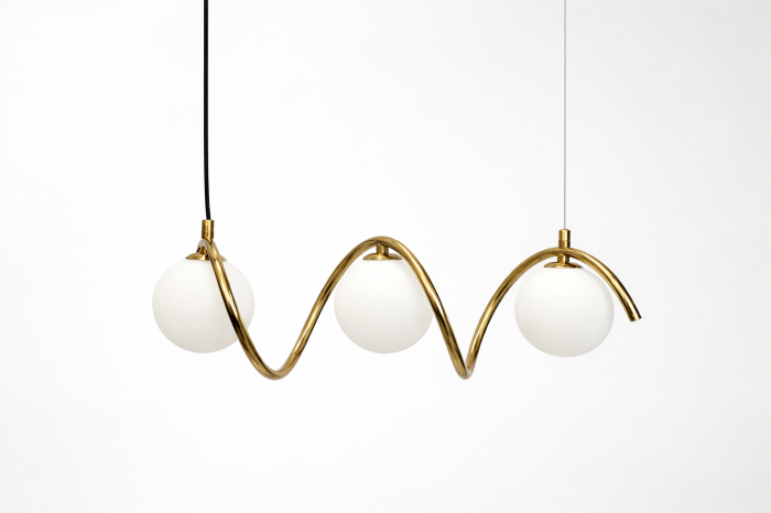 Lustra moderna aurie cu 3 globuri sticla alba mat 2610/3D [3]